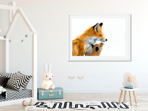 Fox and Cub- Mother and Child Print