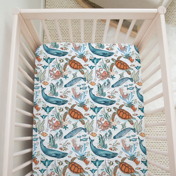 Little Tribe Designs | Fitted Cot Sheet | Ocean