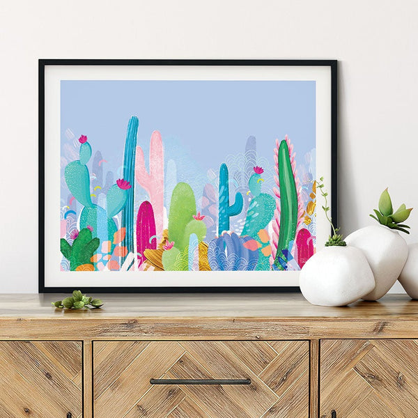 Cactus Fields (Blue)- Art Print