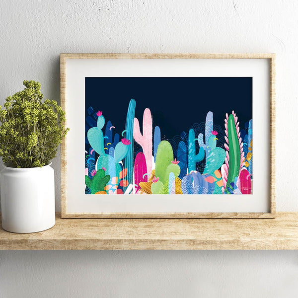 Cactus Fields (Navy)- Art Print