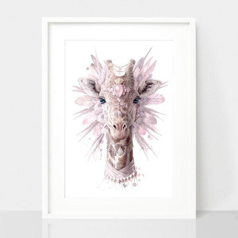 Bohemian Giraffe - Dusty Pink Print