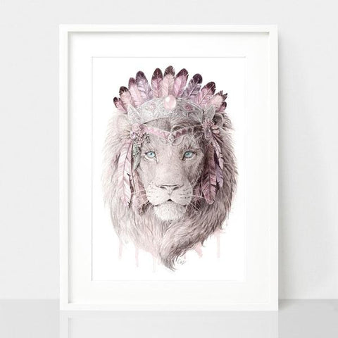 Bohemian Lion - Dusty Pink Print
