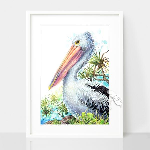 Pelican and Pandanus Art Print