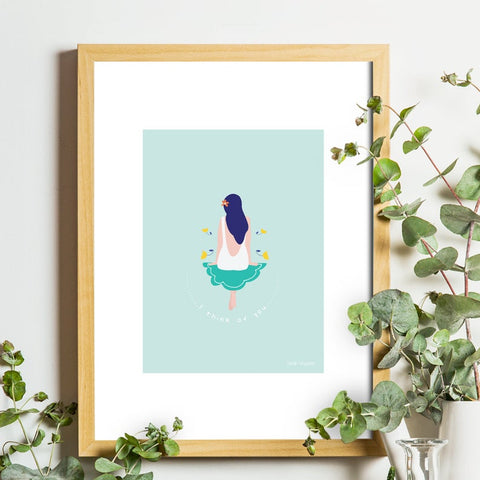 Girl on a Cloud (I think of You) - A4 Print