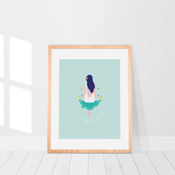 Girl on a Cloud (I think of You) - A4 Print