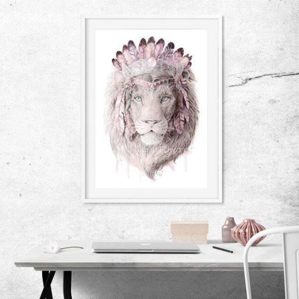 Bohemian Lion - Dusty Pink Print