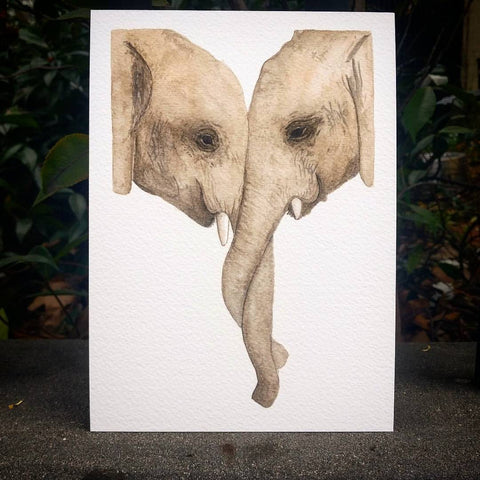 Elephant and Calf- Mother and Child Print